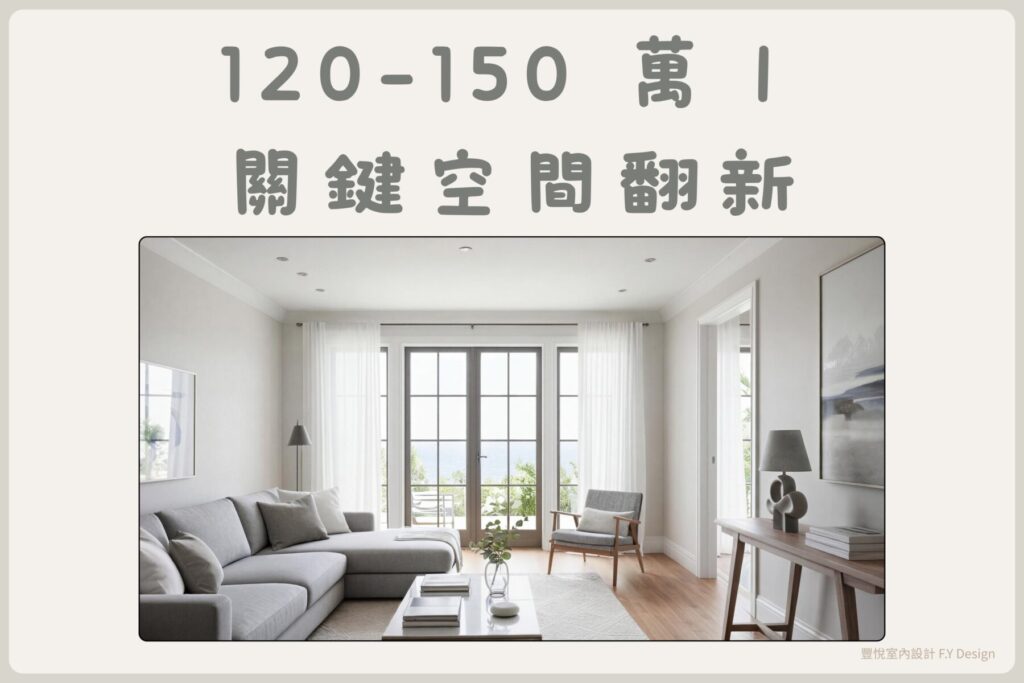 120–150 萬老屋翻新關鍵空間翻新情境示意