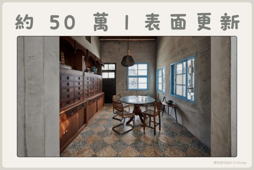 約 50 萬老屋翻新表面更新情境示意