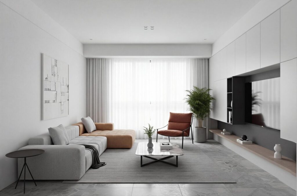 裝潢預算客戶最常問的 10 個問題 QA 一次整理(豐悅版本) 3 裝潢預算取捨示意,簡約客廳空間配置