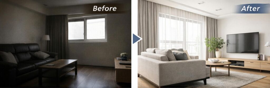 老屋以明亮色調改善採光感