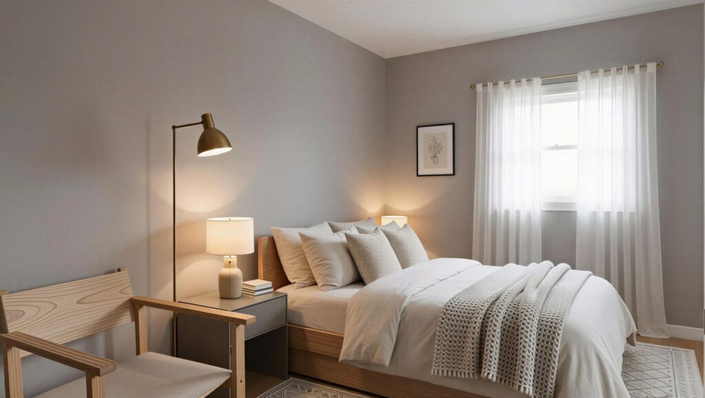 小坪數裝潢怎麼設計?動線、採光與預算分配重點 4 小坪數臥室家具比例與空間配置示意